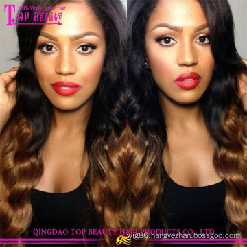 2015 new human hair ombre wig two tone ombre human hair #1b/#27 full lace wig